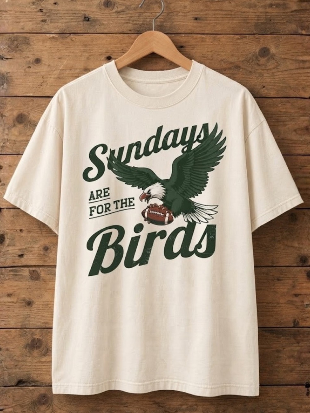 Sundays Are For The Birds Eagle Football Vintage White T-Shirt